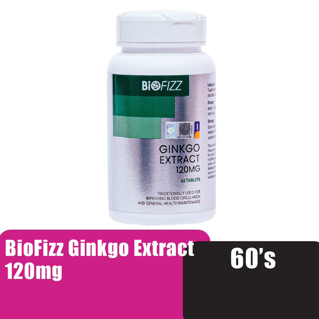 BIOFIZZ Ginkgo Extract 120mg 60'S Ginkgo Biloba Supplements Gingko