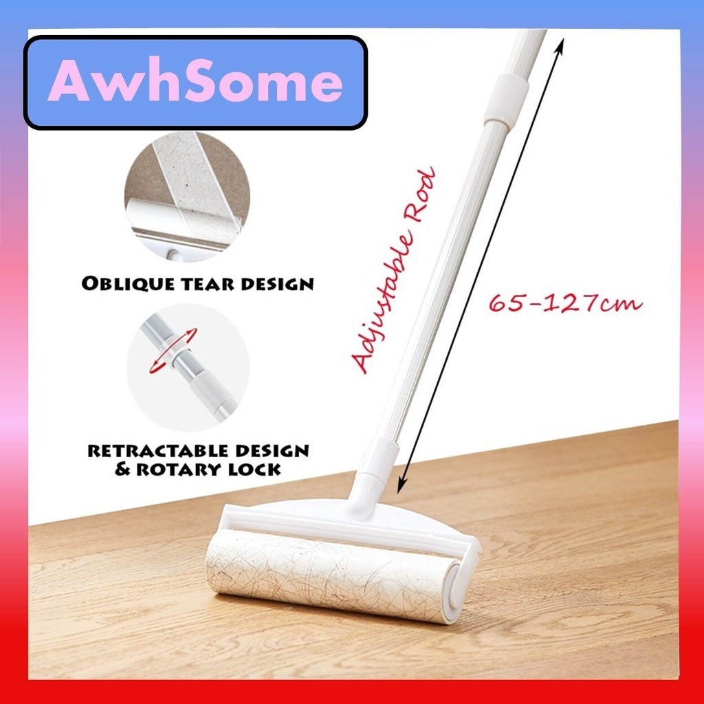 Sticky Roller Lint Roller Long Handle Hair Dust Remover Set Extendable