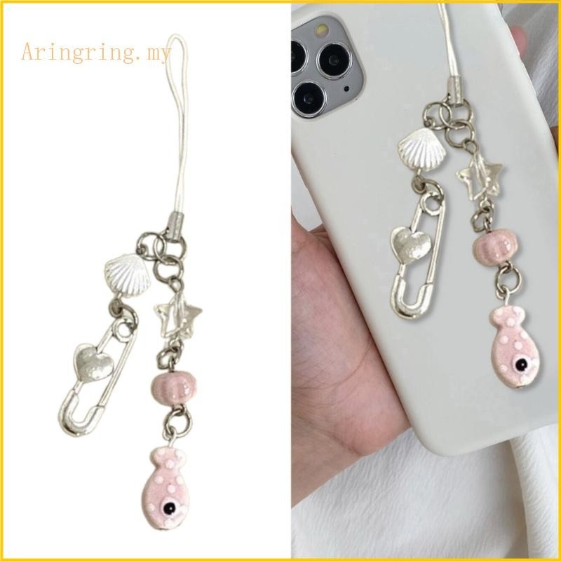 ARIN Cute Fish Shells Bead Pendant Phone Charm Chain Strap Bag ...