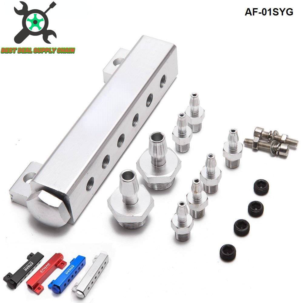 6 Ports 1/8 NPT Aluminum Turbo Wastegate Boost Vacuum Intake Manifold ...
