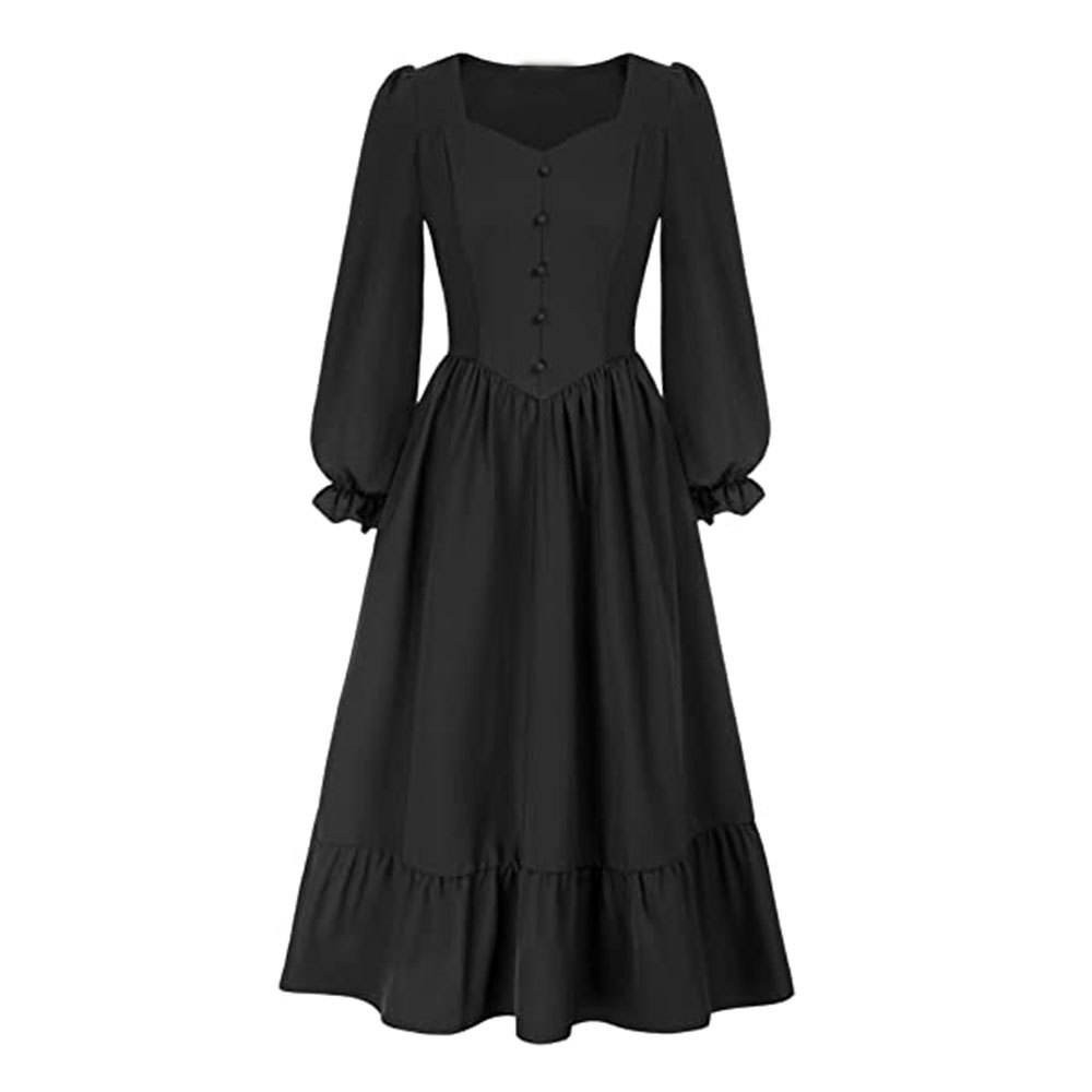 Medieval Retro Gothic V-Neck Dress Renaissance Pastoral Female Skirt ...