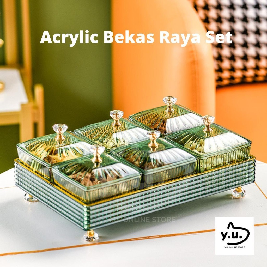 YU Ready Stock 6 Pcs Acrylic Compartments Bekas Kuih raya / Removable