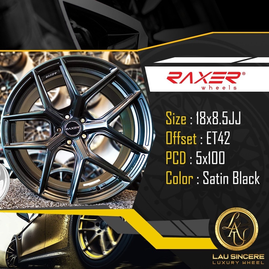 Raxer 18x8.5JJ 5x100 Satin Black Raxer 18x8.5JJ 5x100 Hitam Satin ...