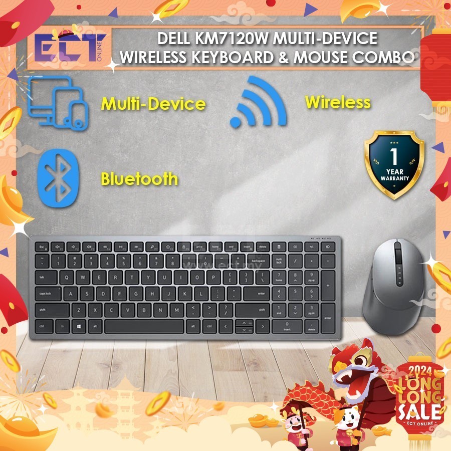 Genuine Dell KM7120W Multidevice Wireless Keyboard + Mouse