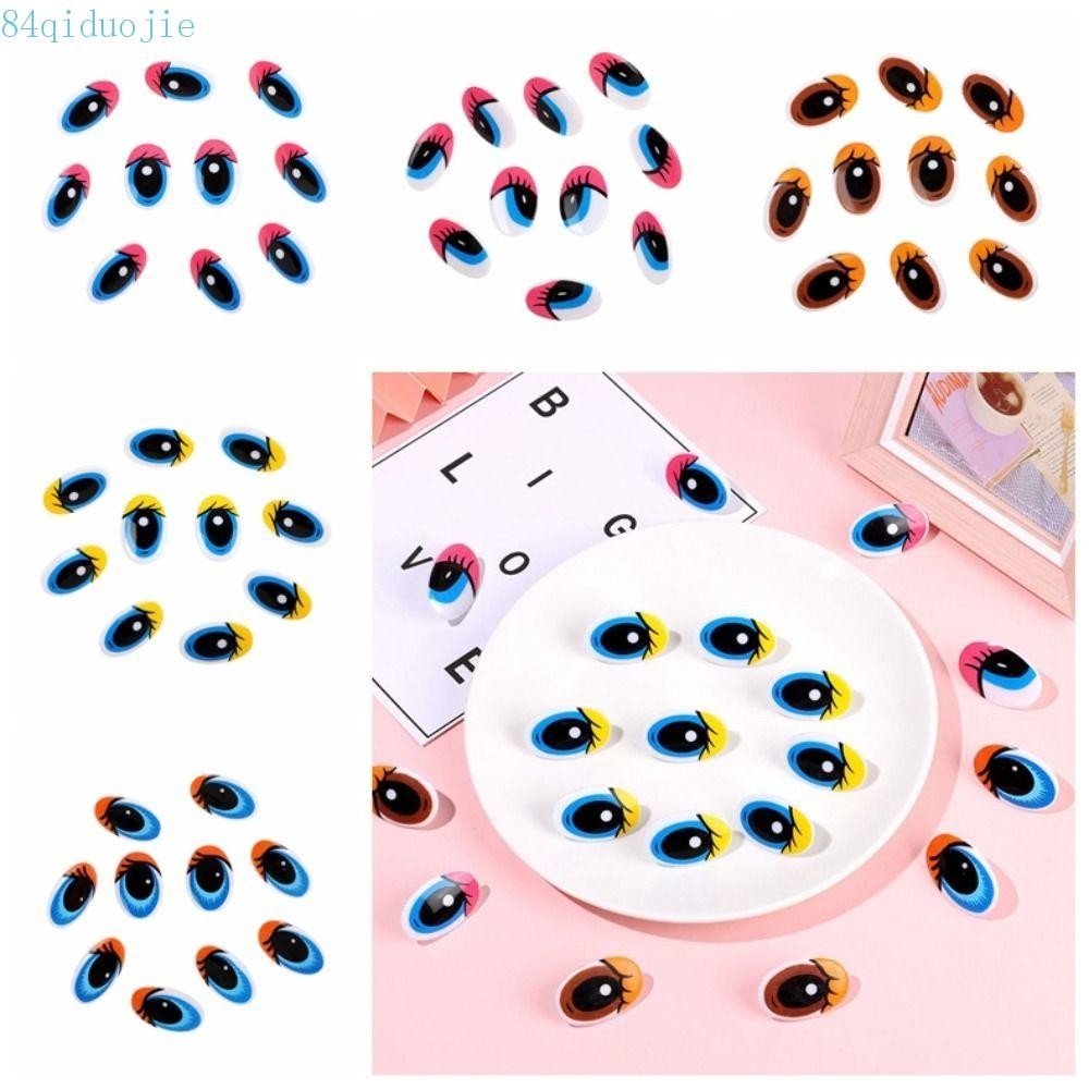 QIDUOJIE 10pcs Cartoon Eyes DIY Dolls Materials, Plastic Oval Colorful