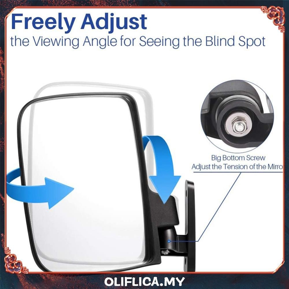 [Oliflica.my] Convex Golf Cart Mirror Flexible Adjustment Side Mirrors