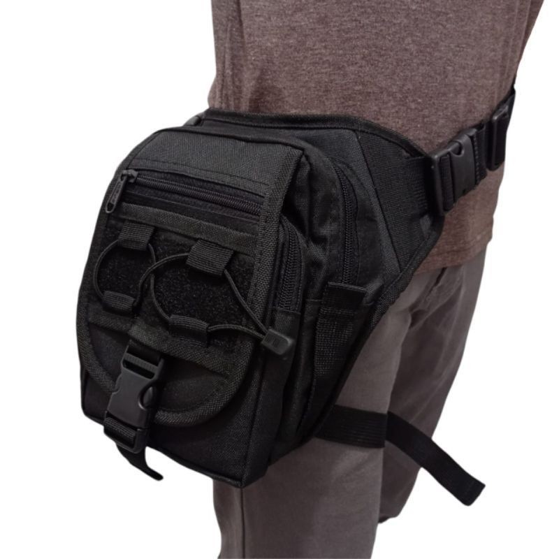 HITAM Plain Black tactical Thigh Sling Bag army tactical Thigh Sling ...