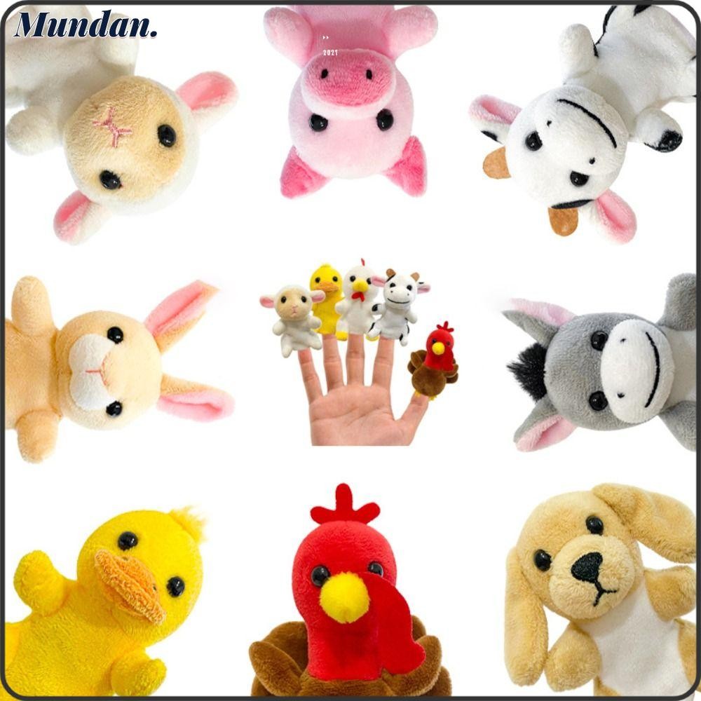 Hand Puppet Glove Wild Animal Plush 5 Finger Puppets In One