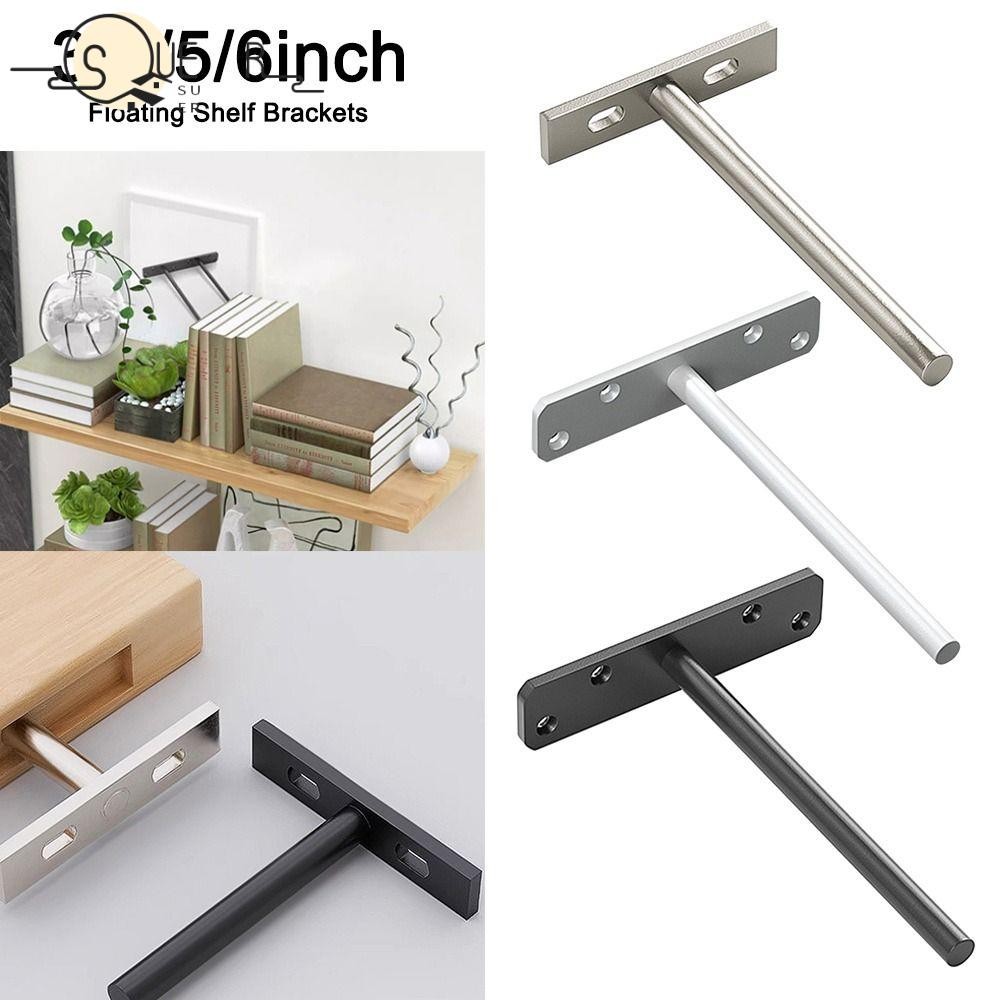 SUEREN Shelves Brackets, Black Coated Heavy Duty Floating Shelf ...
