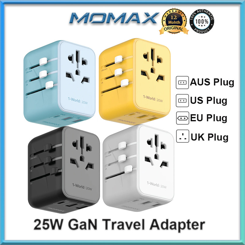 MOMAX 1-World 3-Port Travel Charger 20W Universal Mini Travel Adapter ...