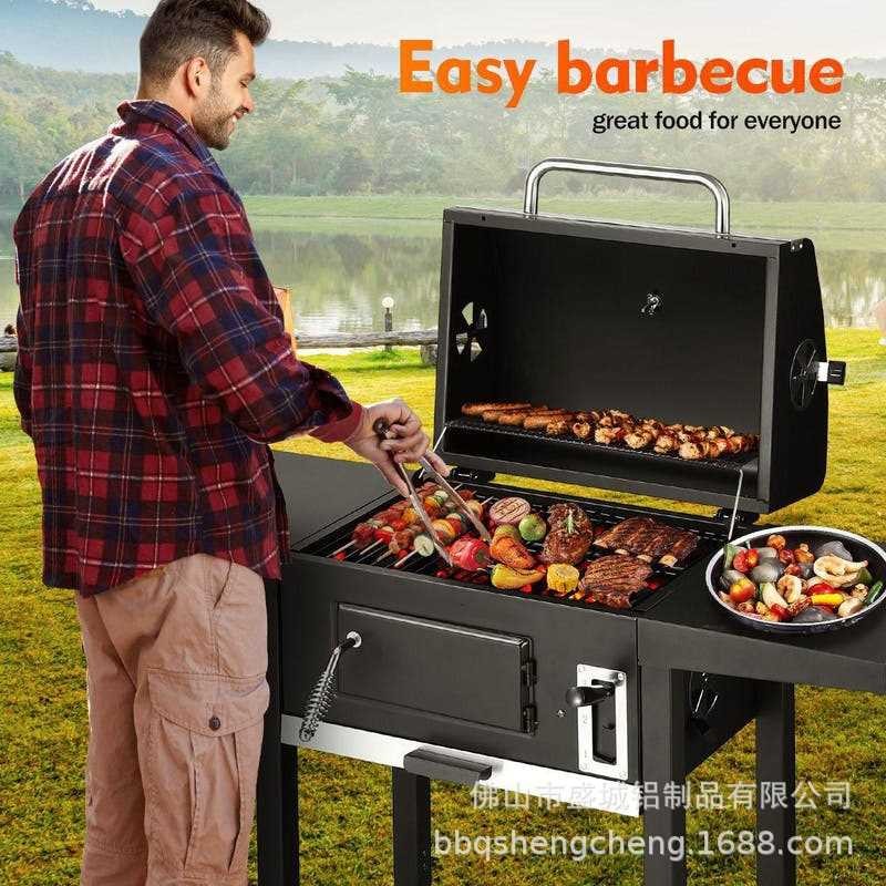 Panggangan Arang Besar Dua Sisi Perokok Rumah BBQ Grill Perkhemahan ...