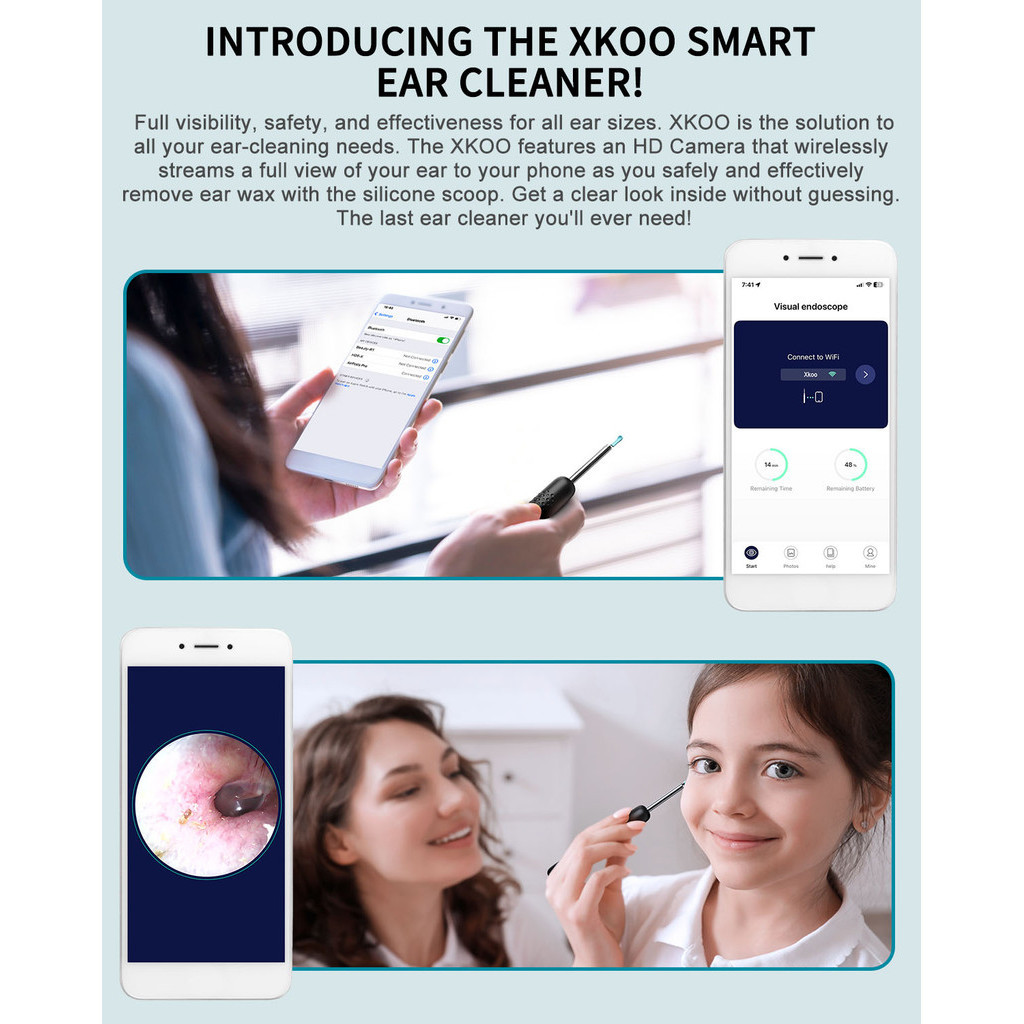 XKOO R1 Pro Otoscope 3 In 1 Earwax Removal Visual Ear Cleaner Oral