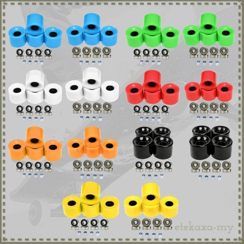 [EtekaxaMY] Skateboard Wheels 60mm Hardness 78A with Bearings Spacers