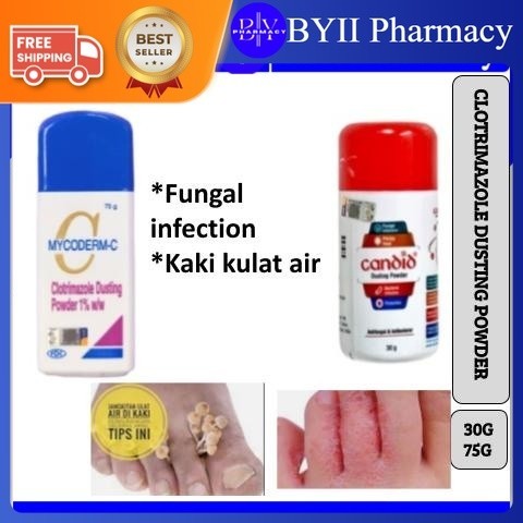 CLOTRIMAZOLE DUSTING POWDER (MYCODERM-C / CANDID) 30G/75G 龙猫真菌消除粉 ...
