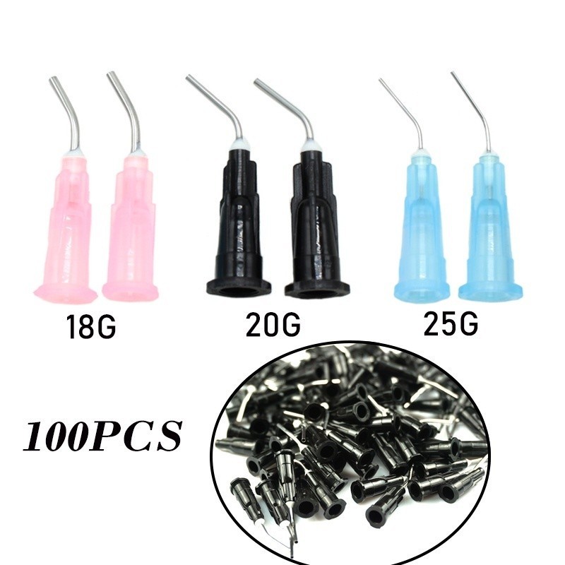 HOUIIICS 100Pcs Composite Resin Syringe Tips Bent Needle Tips Dental ...