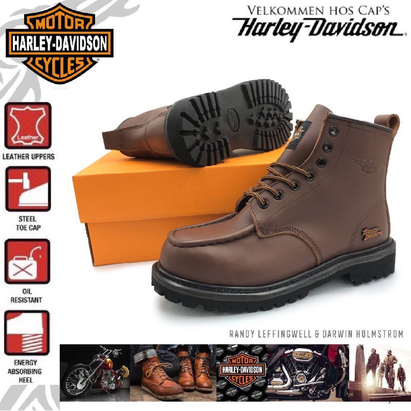 Top Safe Gear Harley Davidson US Standard Cowhide Upper Steel Cap Heavy ...