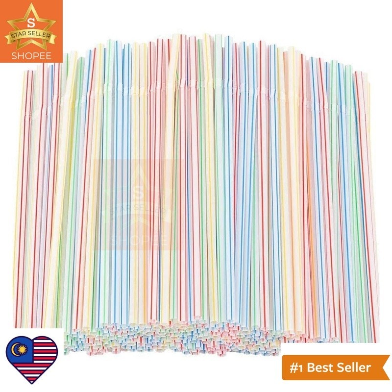 (MW)100pcs Colors Striped Straws Plastic Drinking Straws / high quality ...