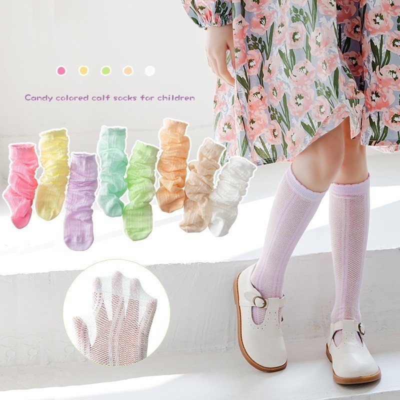 Summer Thin Style Children Korean Version Candy Color Calf Socks Baby ...