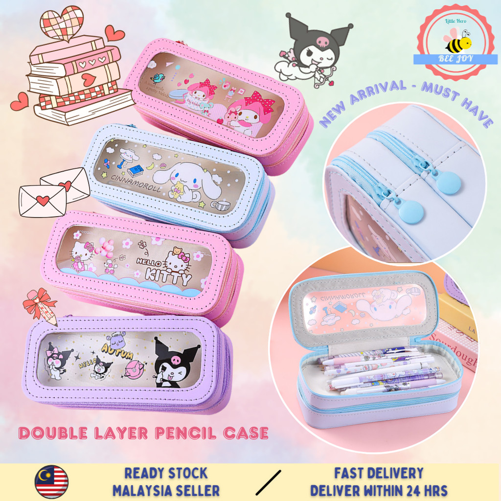 BEEJOY Sanrio Kuromi Melody Double Layers Pencil Case Transparent Cute ...