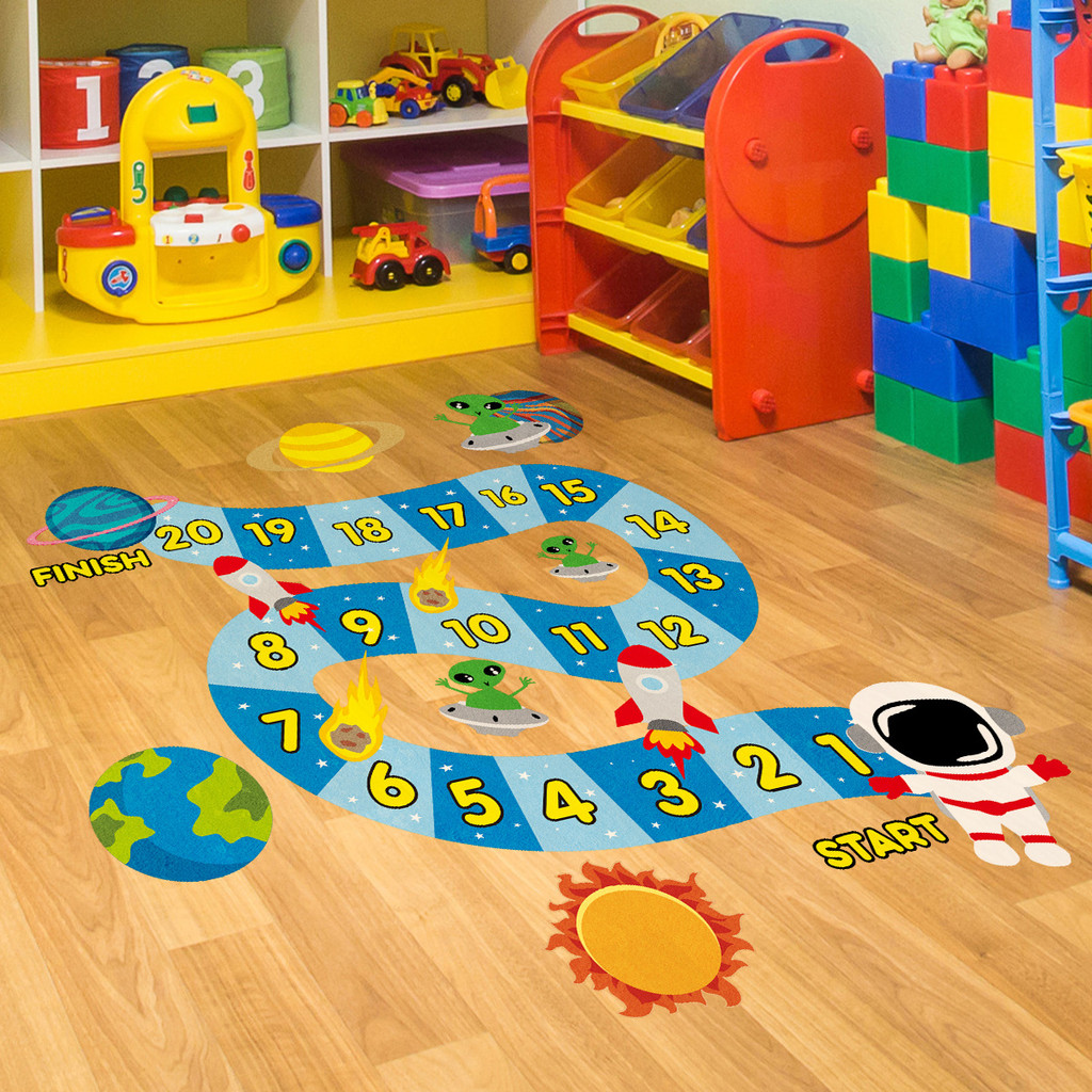 Puzzle Astronaut Jumping Checkered Floor Stickers Children's Room ...