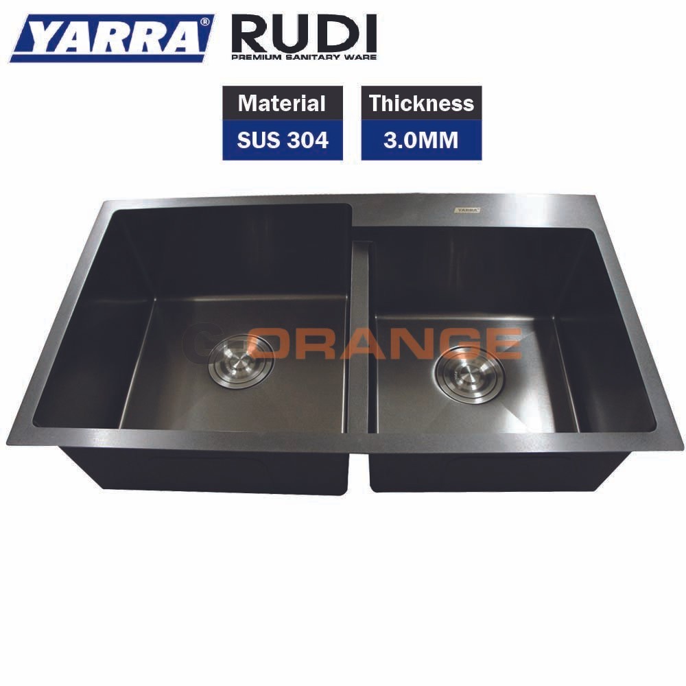 HM8045 YARRA/RUDI Double Bowl Nano Stainless Steel Kitchen Sink ( Black ...