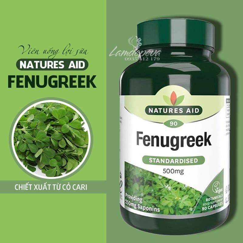 Natures Aid Fenugreek Grass Milk Oral Tablet 500mg H90 Capsules