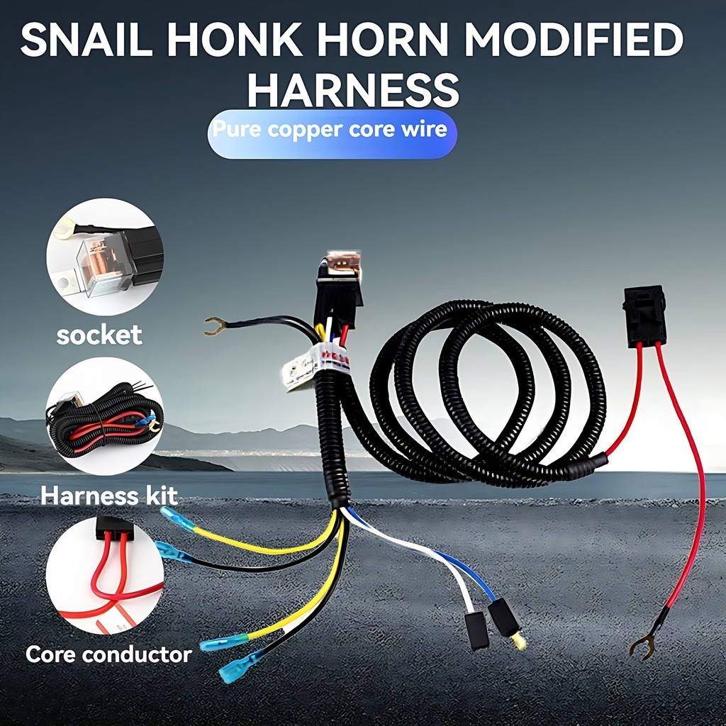 12V Horn Relay PNP Wiring Harness Wire Kit Universal Hon Relay kereta