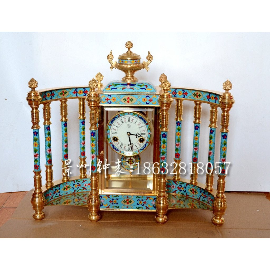 Clock Pure Copper Classical Pendulum Clockwork Winding Cloisonne Clock ...