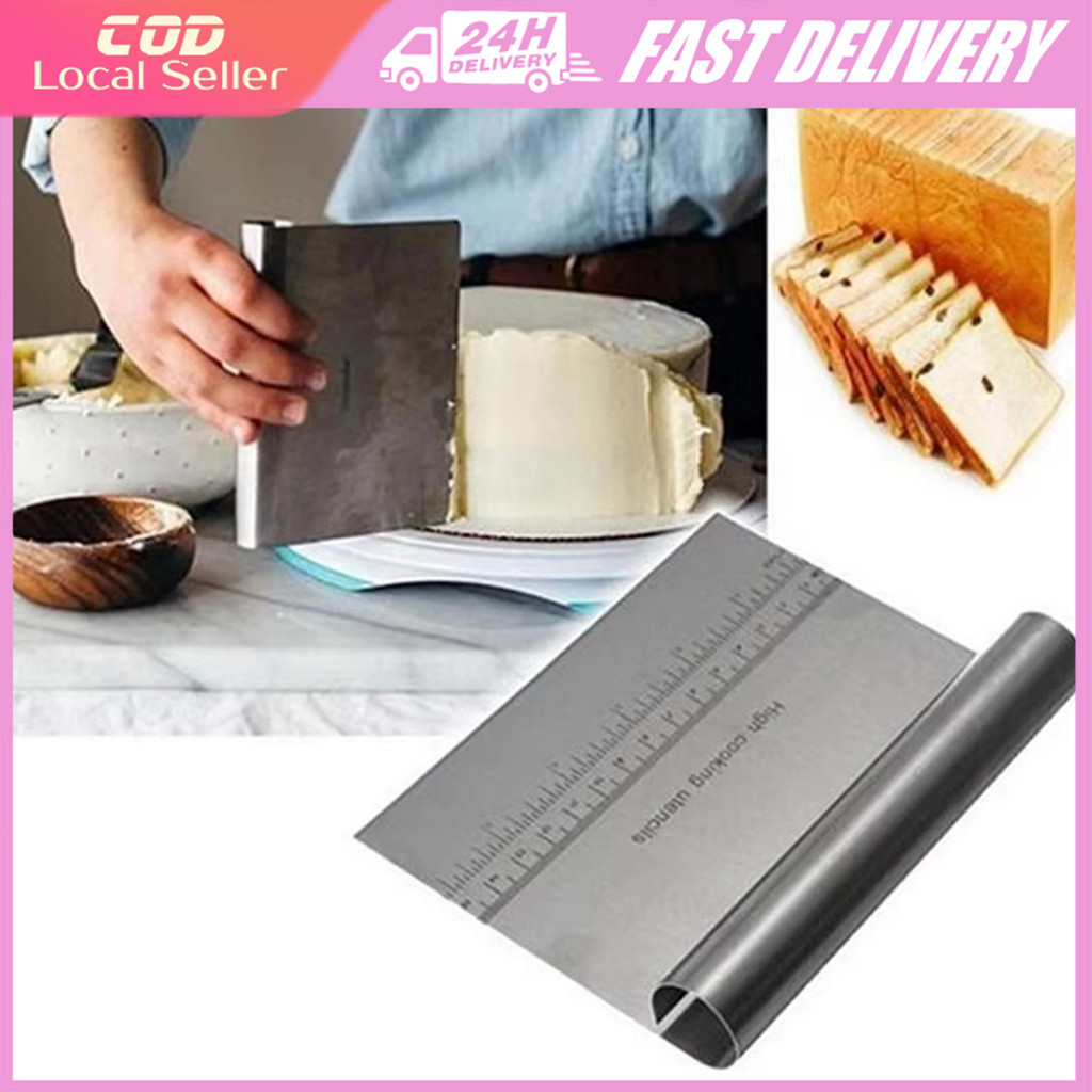 Dough Cutter Stainless Steel with Measuring Scale Pizza Pasty Cutter ...