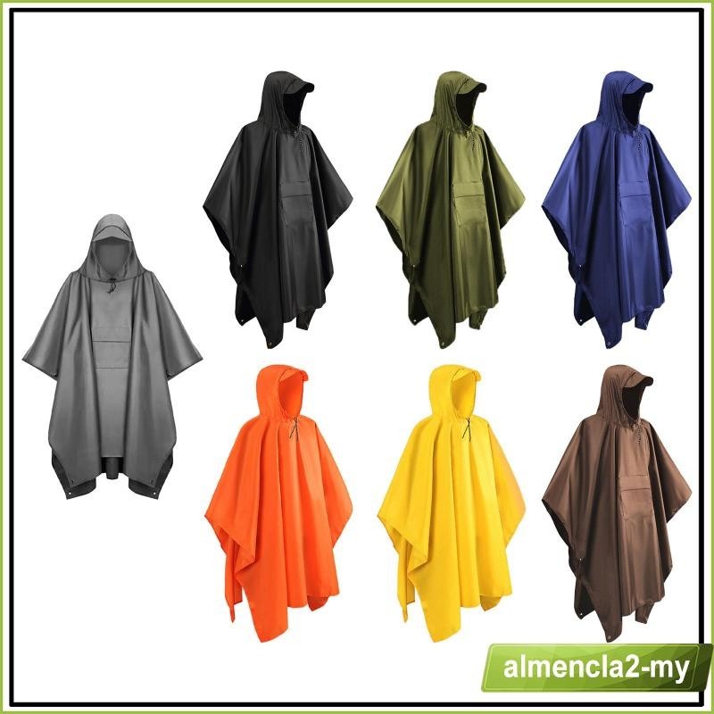 AlmenclafdMY] Hooded Rain Poncho Raincoat with Front Pocket Rain Cover Cloak  Jacket Adults Poncho for Men Women Backpacking Fishing Outdoor