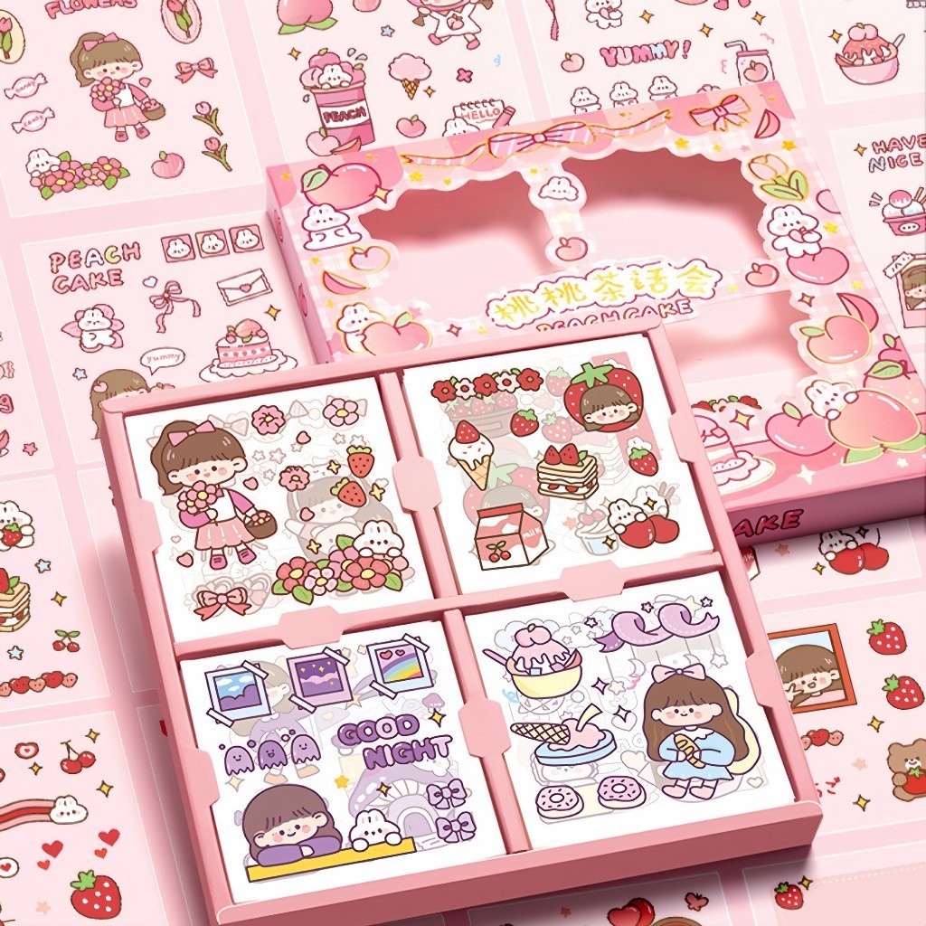 100PCS Cute Sticker Set Girl Kawaii Sticker Scrapbook For Kid Cute Hand Account Stickers