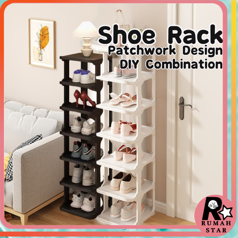 READY STOCK Shoe Rack Multi-layer Storage Organizer Plastic Folding ...