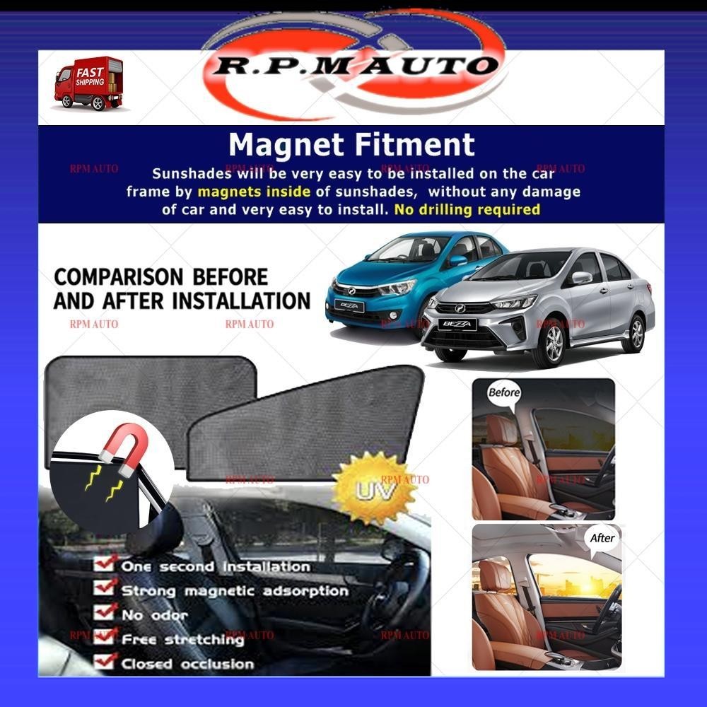Perodua Bezza Old New Magnetic Sunshade Car Window Windscreen Strong ...