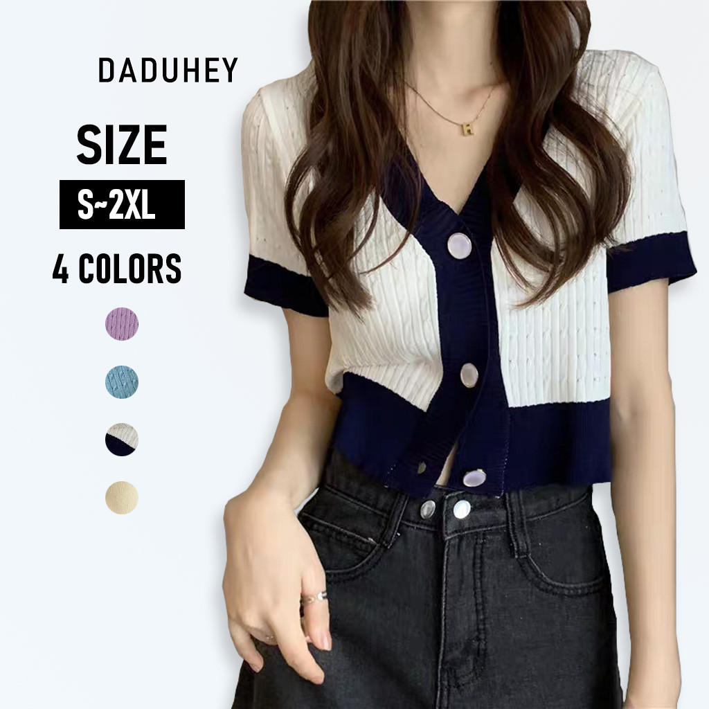 KTILG Women's V-Neck Short Sleeve Knit Sweater – Lightweight Button Detail Top For Spring & Summer