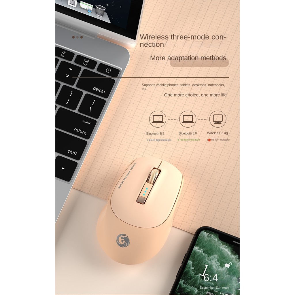Bluetooth Three-mode Mouse with Power Display Rechargeable Computer ...