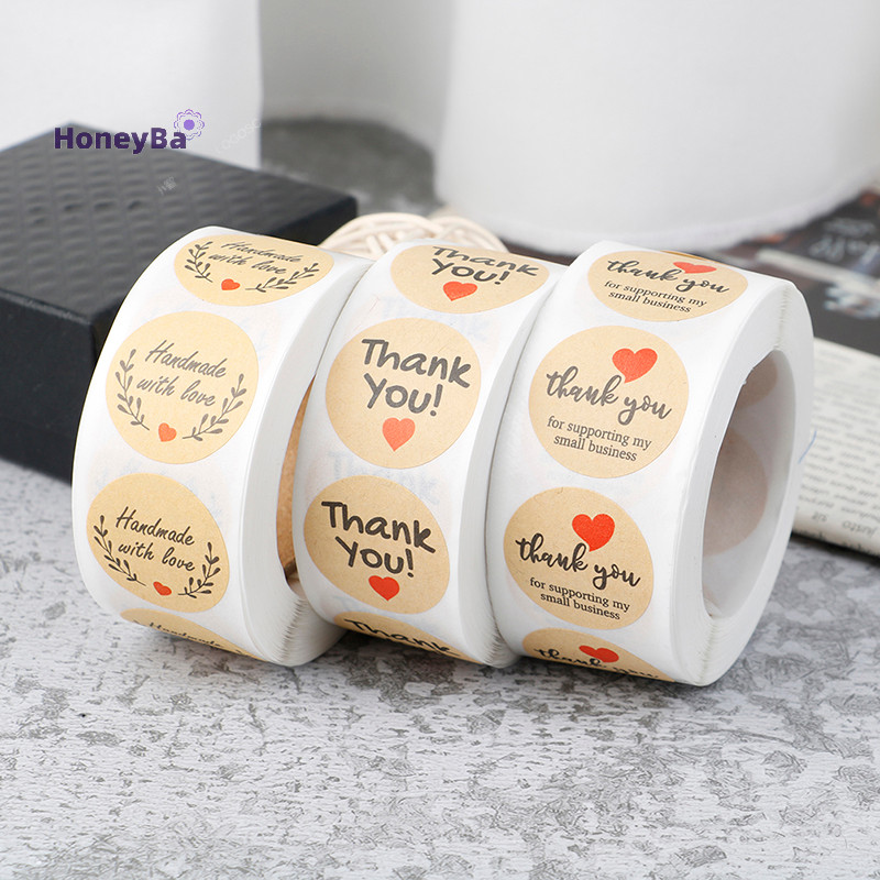 honeybee1 500pcs Thank You Stickers Seal Labels Round Paper Label er ...