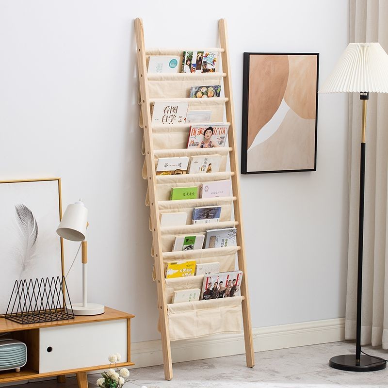 Pine Bookshelf Children's Ultra-Thin Magazine Rack Floor Narrow Slot ...