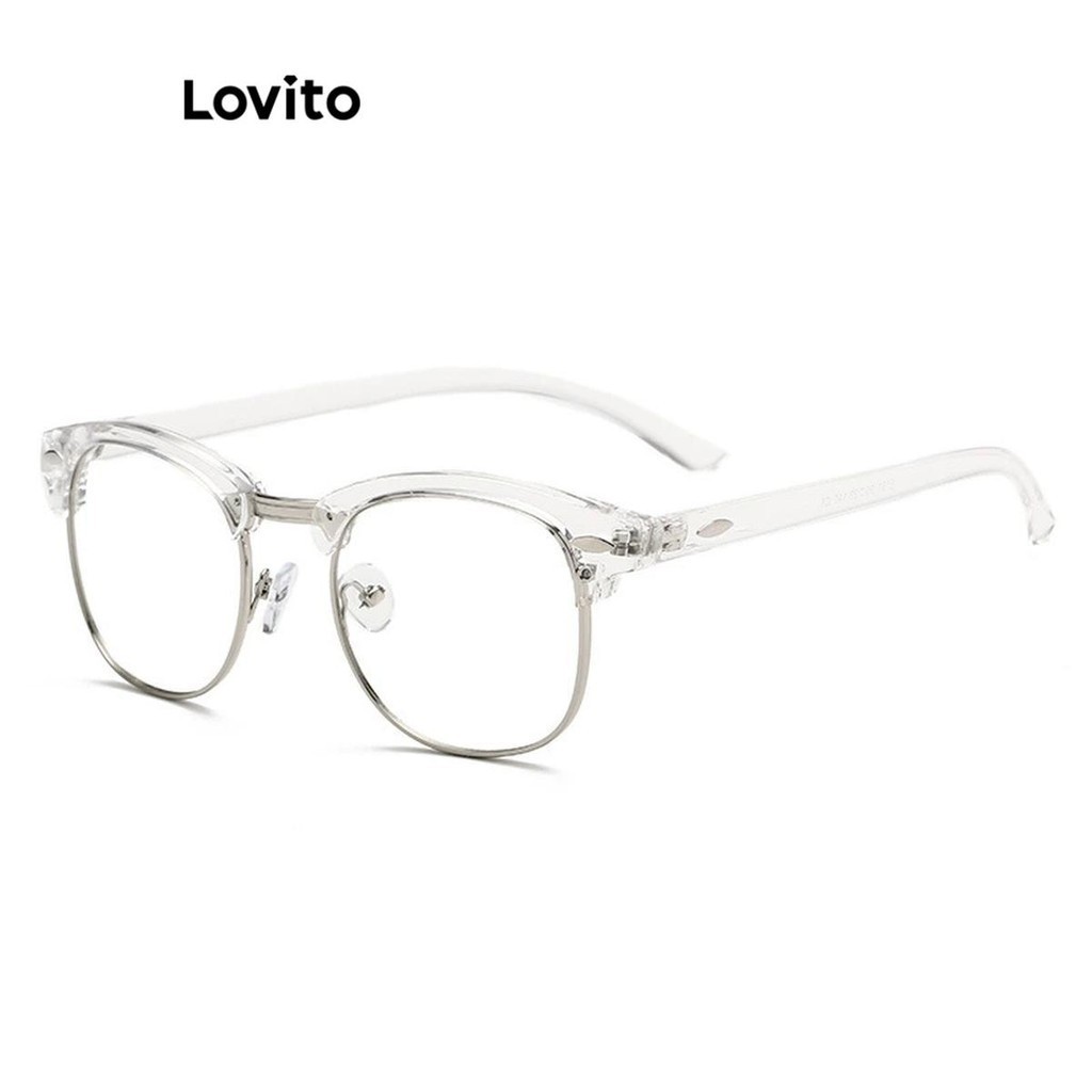 Lovito Casual Plain Halfrim Retro Antiuv Blue Light Sunglasses for ...