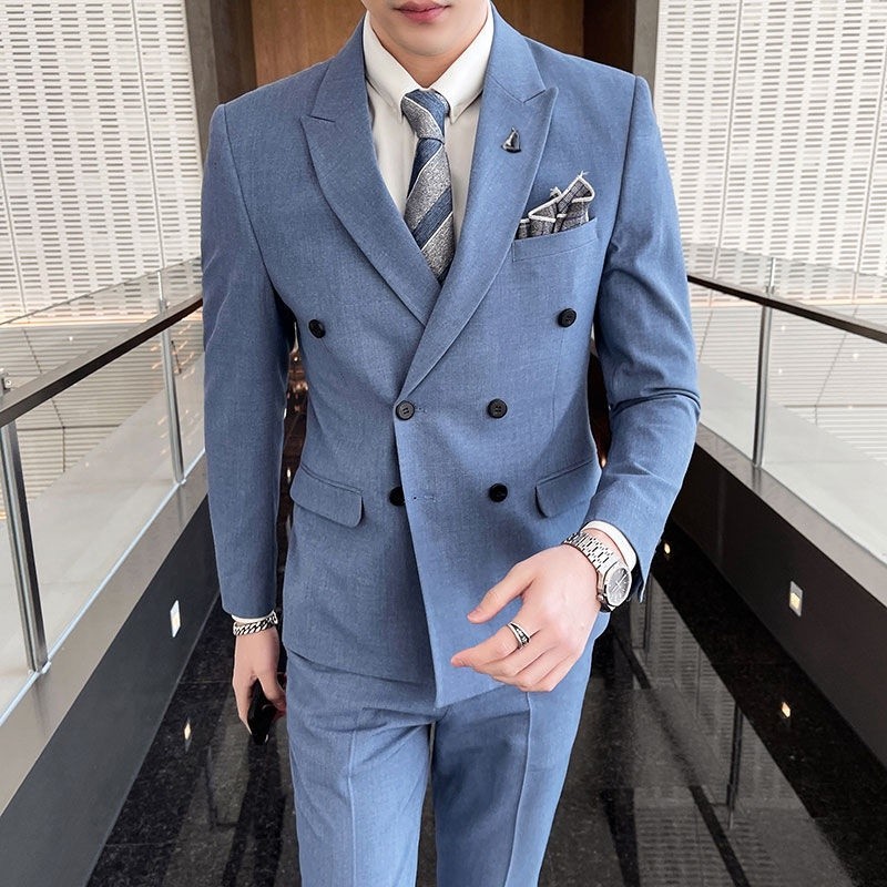 New Korean Suit Two Sets 2026.【Within 24 hours 】Suit Men's Korean Style Handsome Slim-Fitting English ...