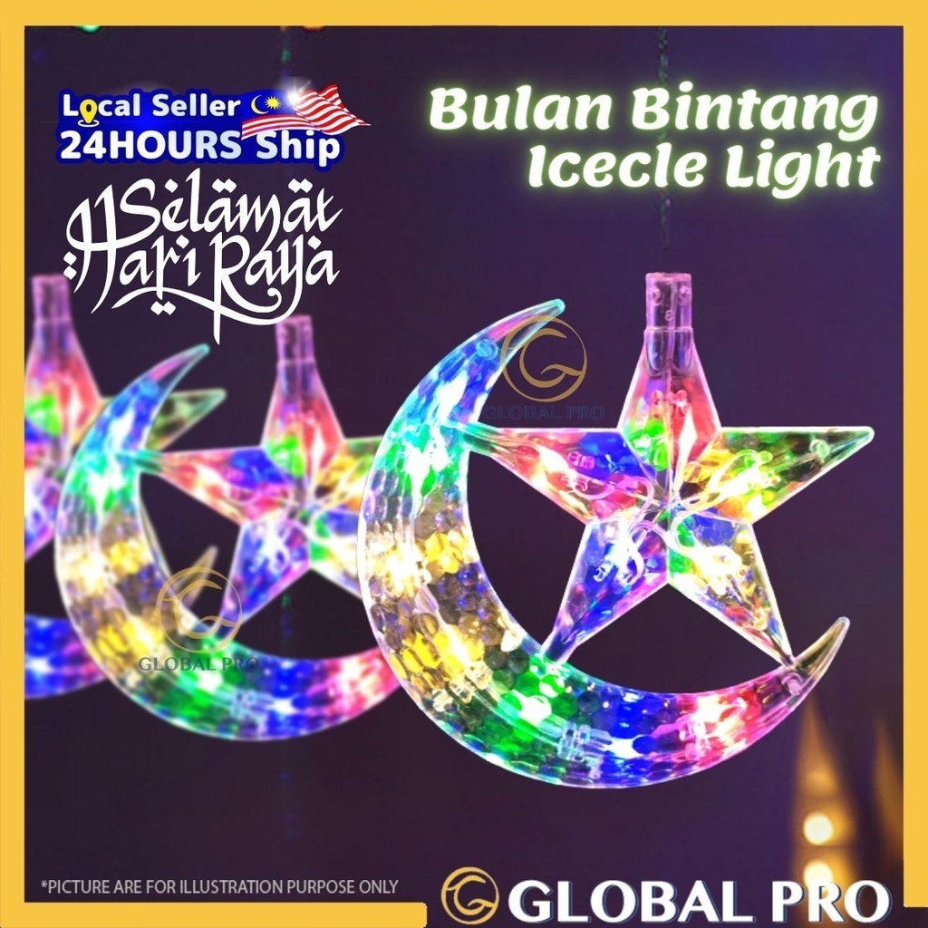 2024 Lampu Raya Bulan Bintang Lampu Lip Lap Lampu Hari Raya Led Light Hiasan Deco Raya Bulan