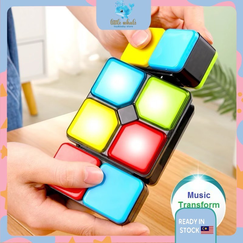 🐳Kids Music Magic Cube Rubik Cube Flip Square Puzzle Light Rubic Cube ...