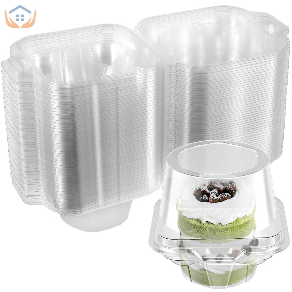 50pcs Cupcake Containers Stackable Single Cupcake Holder Box With 