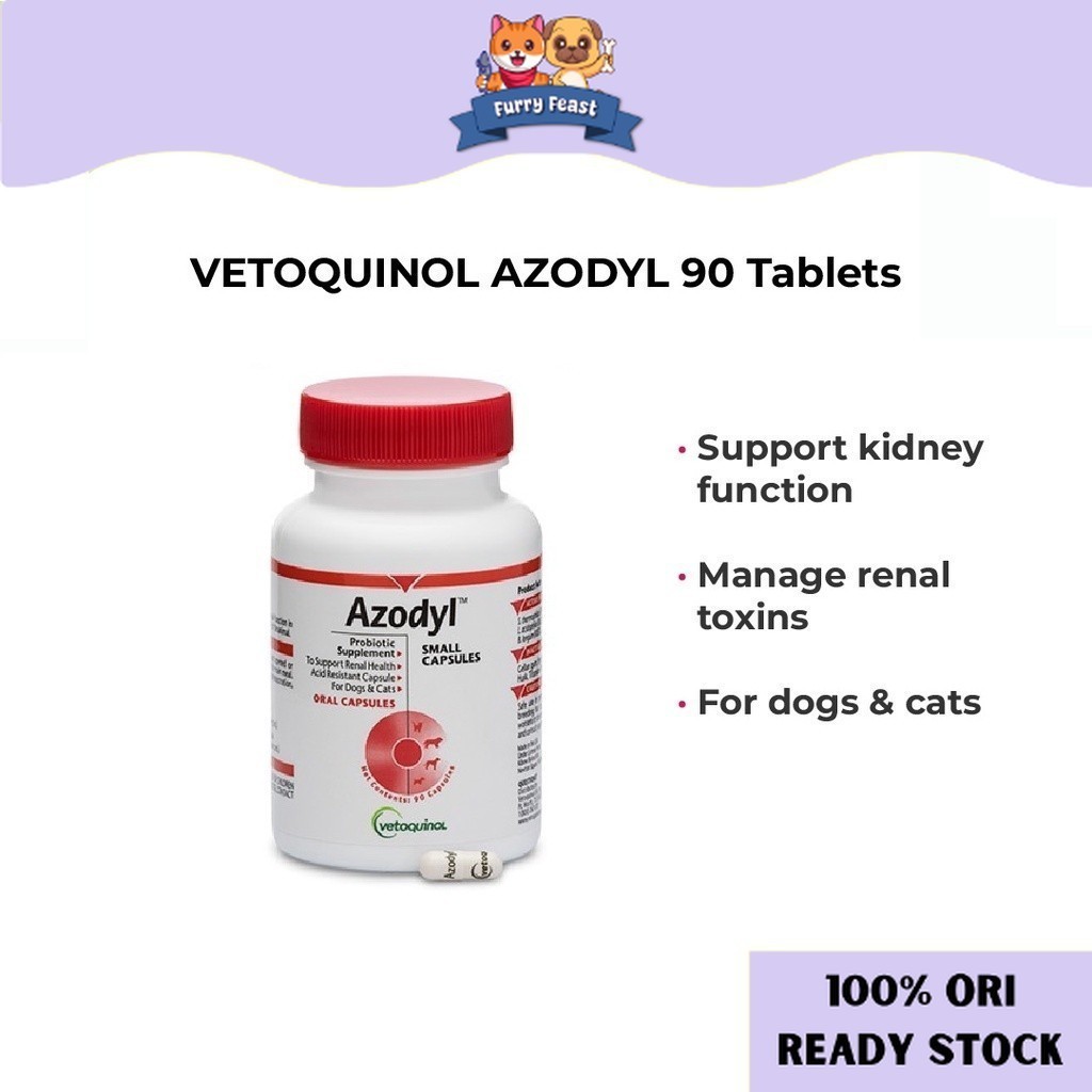 Vetoquinol Azodyl 90 Capsules CKD Kidney Renal Supplement Probiotic