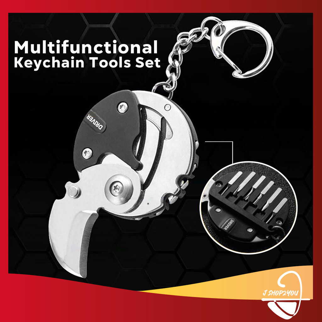 JSHOP2U - Multifunctional Keychain Hexagon Coin Knife Folding Mini ...