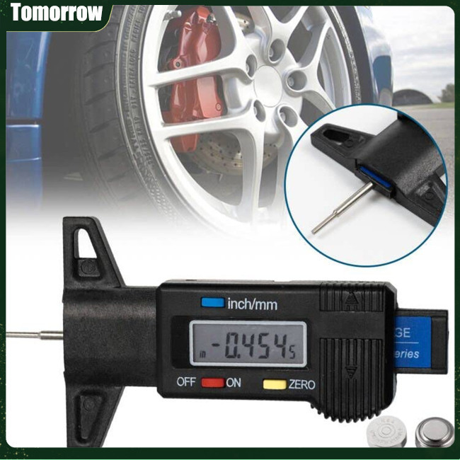 TOM Digital Tyre Tire Surface Depth Gauge Meter Ruler With LCD Display ...