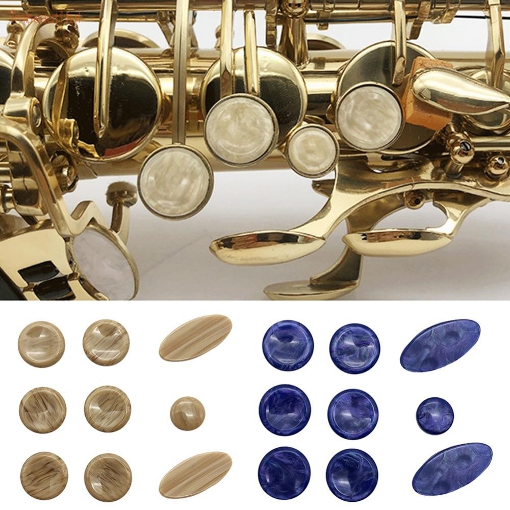 【iambeautiful】Saxophone Key Buttons Inlays 9 Pcs Beige Blue Brown Easy