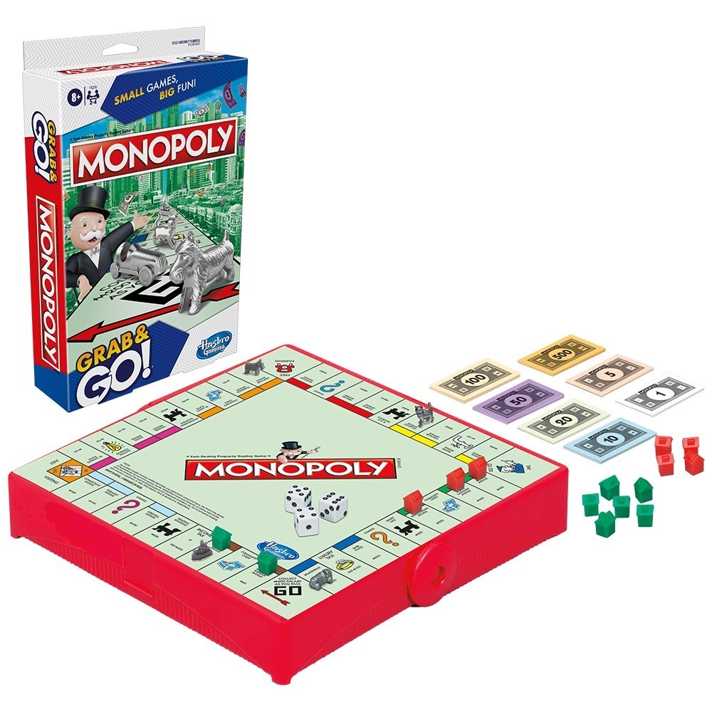 Monopoly Grab & Go Travel Board Game for 2 to 4 Players by Hasbro