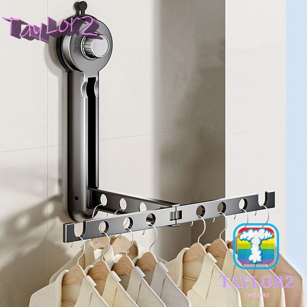 ATAYLOR Suction Cup Clothes Rack, No Punching Aluminium Alloy Folding ...
