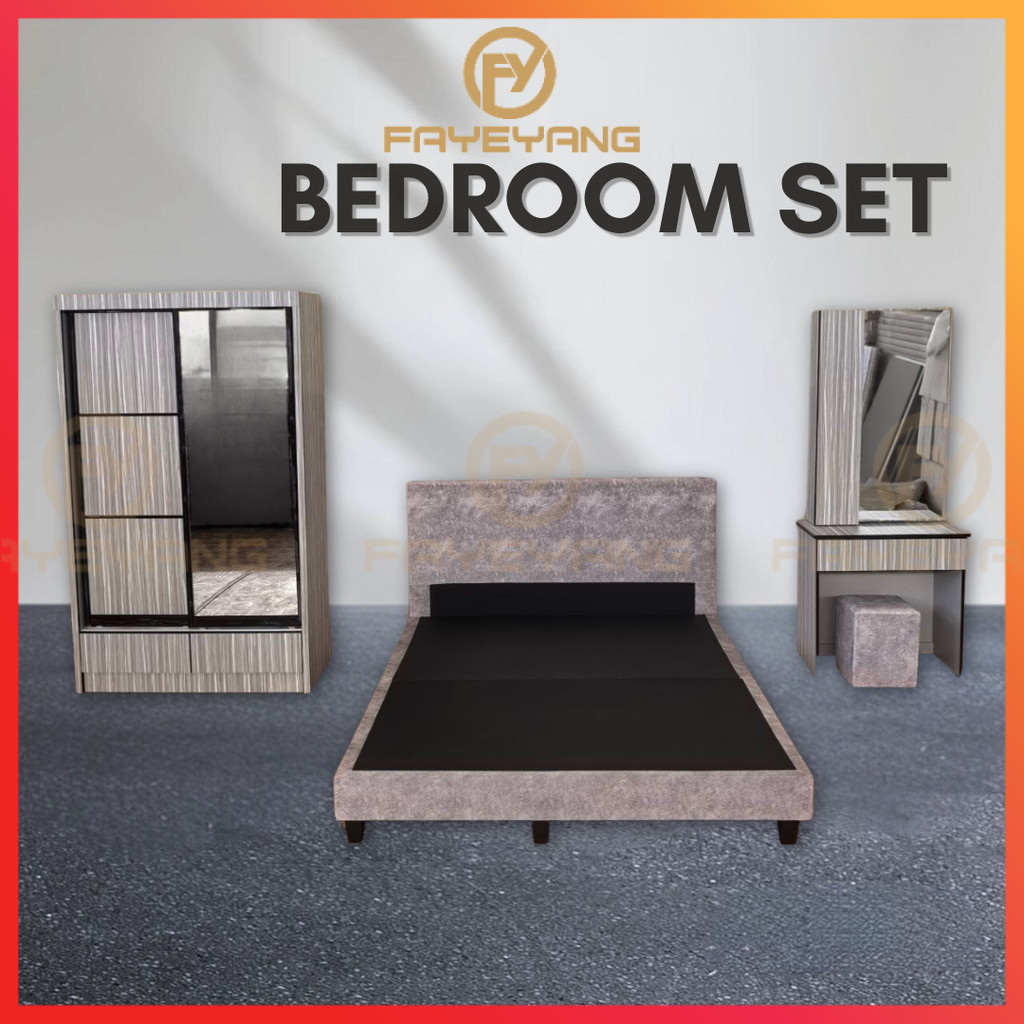 (Free Installation) Fayeyang Bedroom Set Queen Size Divan Bed Wardrobe ...