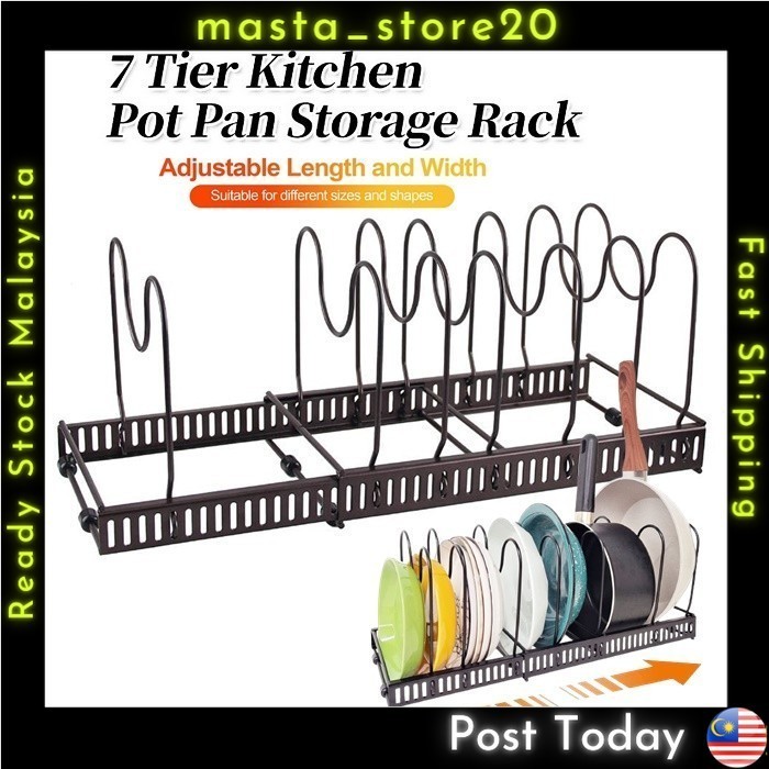 Expandable Pot and Pan Organizers Rack,7+ Pans and Pots Lid Organizer ...